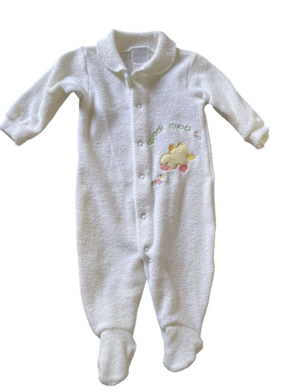 Vintage Carter's White Terry Cloth Footed Sleeper Duck Quack Quack Size 3-6m
